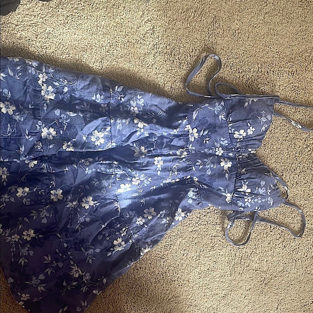 Floral Blue Dress with White Flowers